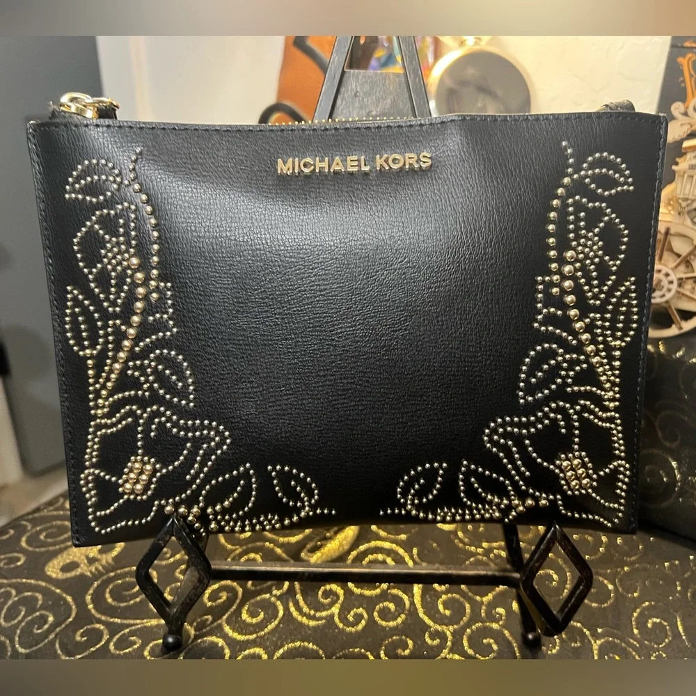 Michael Kors Black Studded XLarge Wristlet Bag